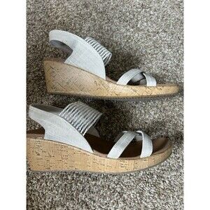 Skechers Beverlee High Tea wedge Sandals womens 11 Comfort Lightweight NEW Cork